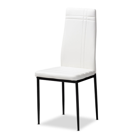 Baxton Studio Matiese Modern White Faux Leather Upholstered Dining Chair, PK4 146-8786